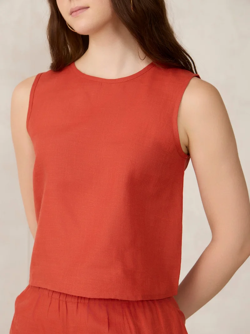 Outzidr  Orange Sleeveless Co-Ord Set for Women | Best Price UAE